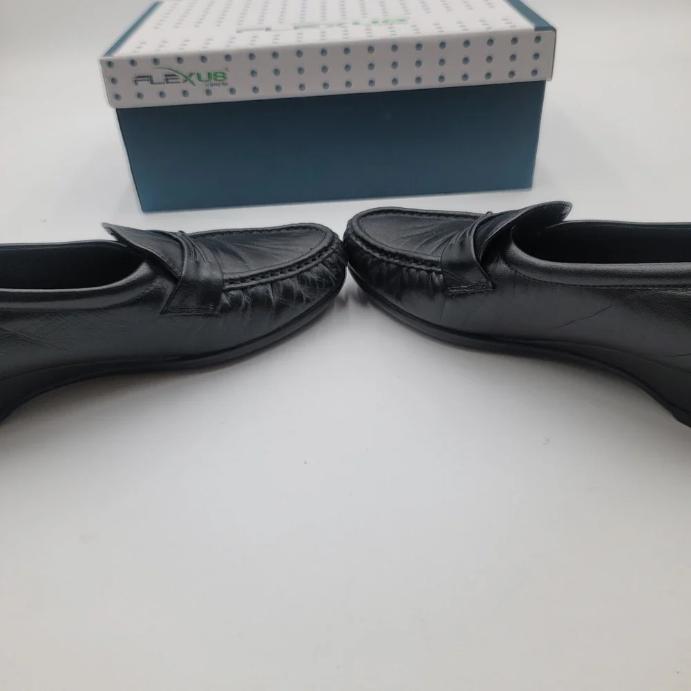 SAS Tripad Comfort Black Leather Loafers Womens 8.5 M Low Wedge Moc Toe USA Made